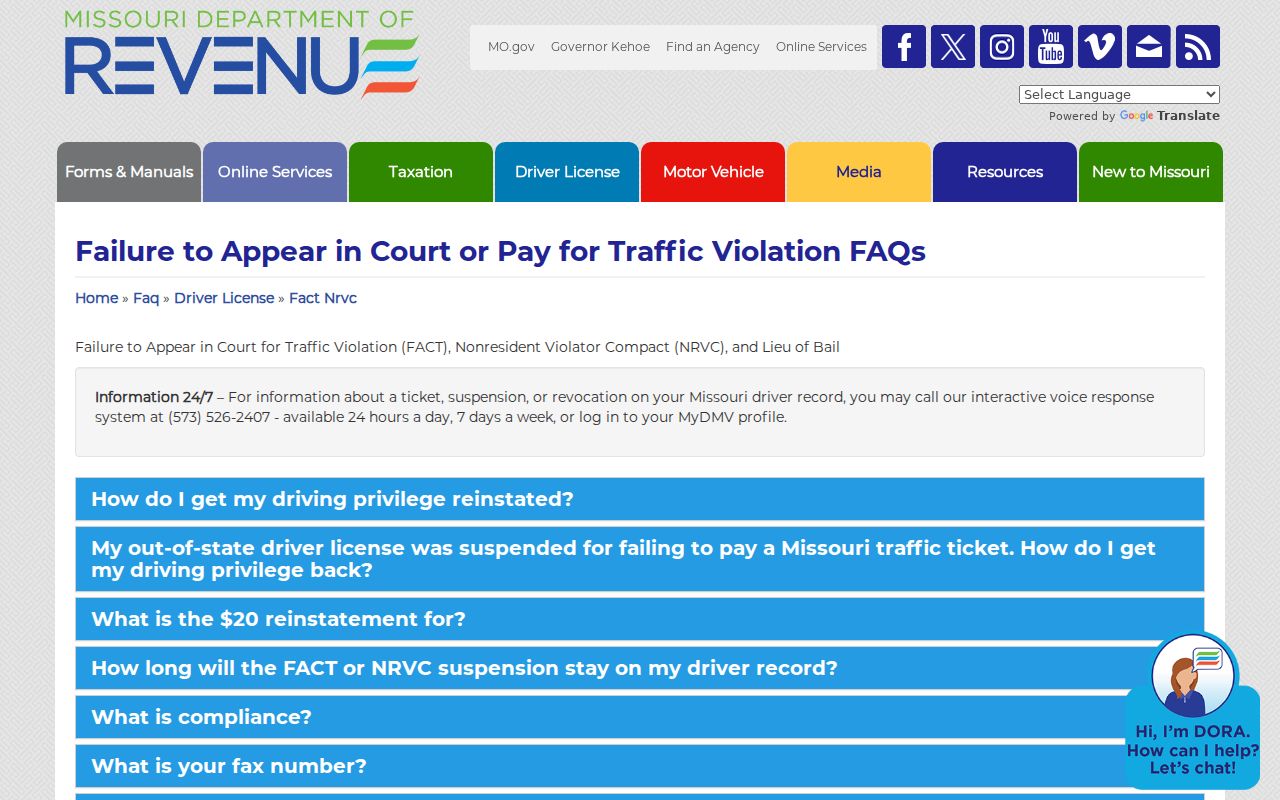 Osage County traffic warrant FACT NRVC source